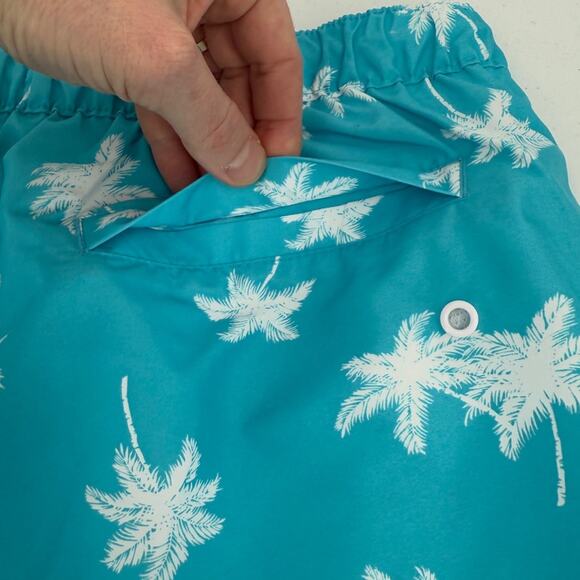 NWT Original Penguin Lined Swim Trunk Short Blue Atoll Palm Tree Size X-LARGE - Picture 12 of 12